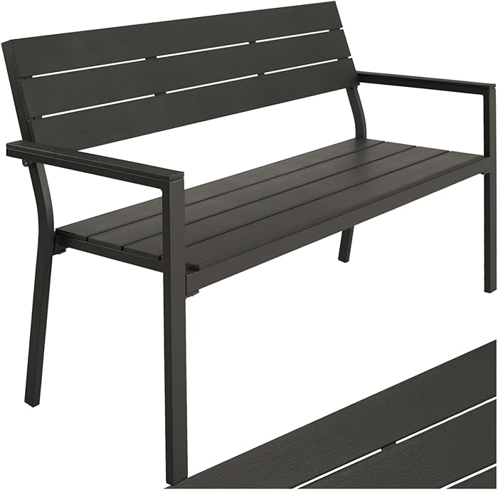 TecTake® Banc de Jardin en Aluminium et Polystyrène Effet Bois