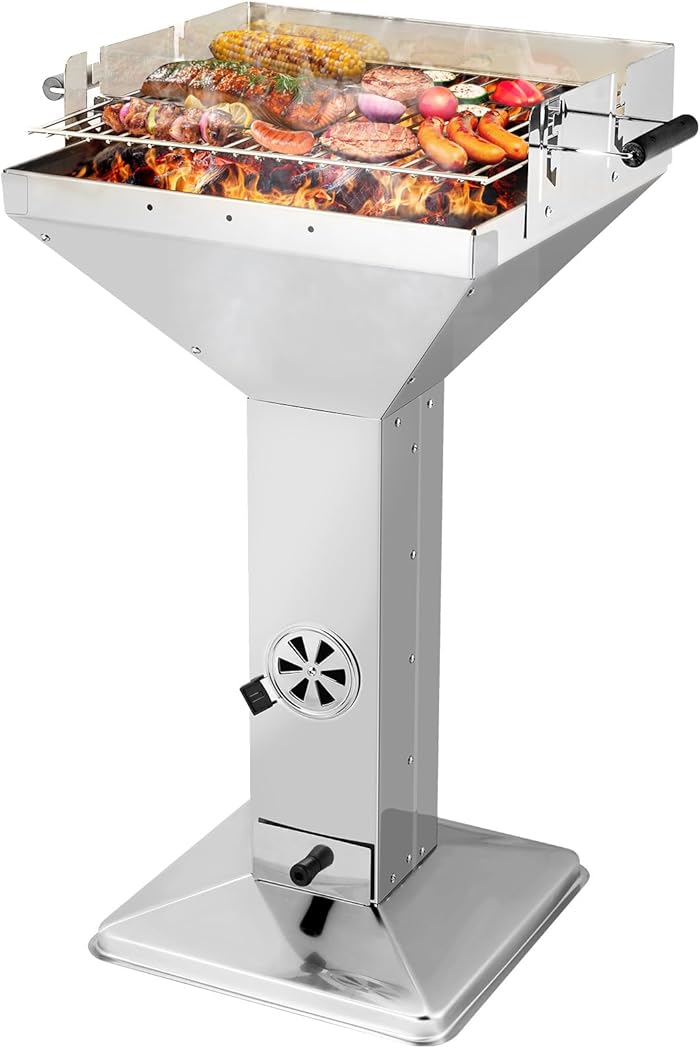 Barbecue à charbon en acier inoxydable familial
