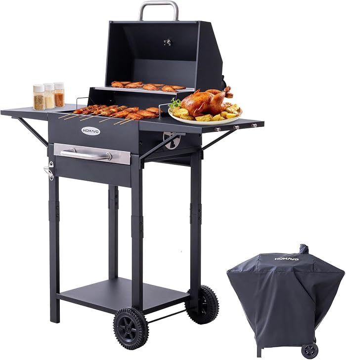 Barbecue HOMAVO: thermomètre intégré pour cuisson parfaite