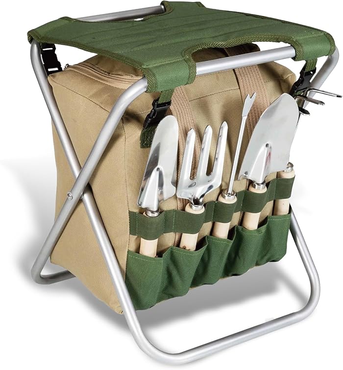 BIKAIN: tabouret pliable avec outils de jardinage