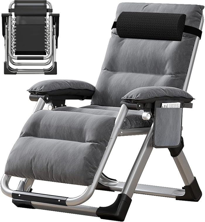 MOPHOTO Zero Gravity Outdoor Padded Living Room Chair with Side Table