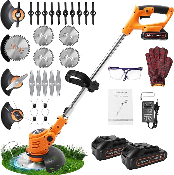 Cordless Electric Brushcutter Batterie 4 Lames Manche Retractable