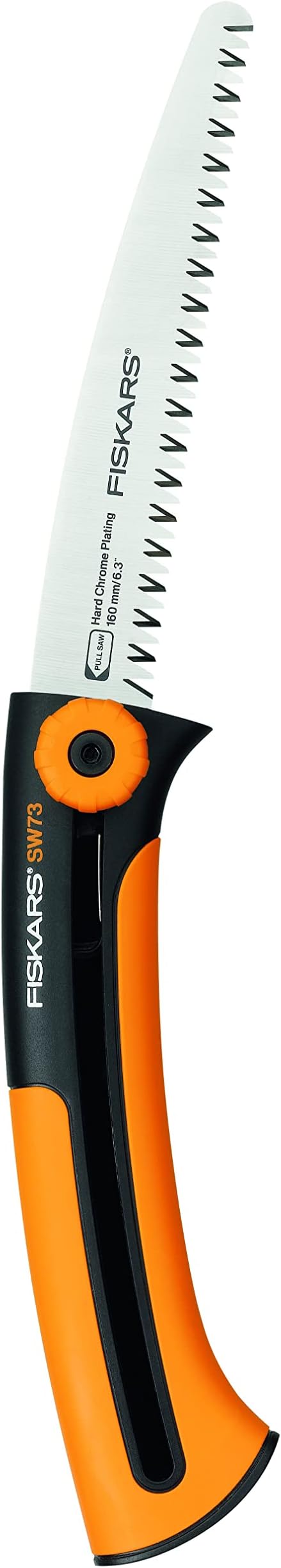 Fiskars Pruning saw for green wood, Retractable blade, Large teeth, Pull cut, Blade length: 16 cm, Stainless steel blade, Black/Orange, Xtract, SW73, 1000613