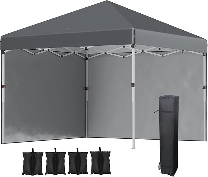 Outsunny Pop Up Garden Gazebo 3x3m Gris Foncé
