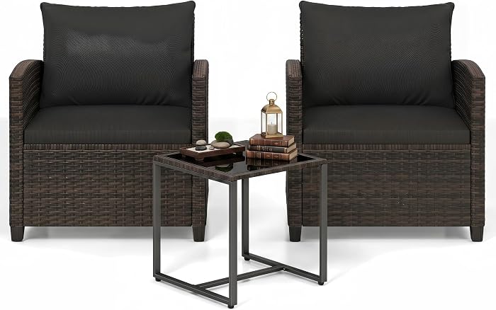 GIANTEX 3 Piece Outdoor Garden Lounge Set