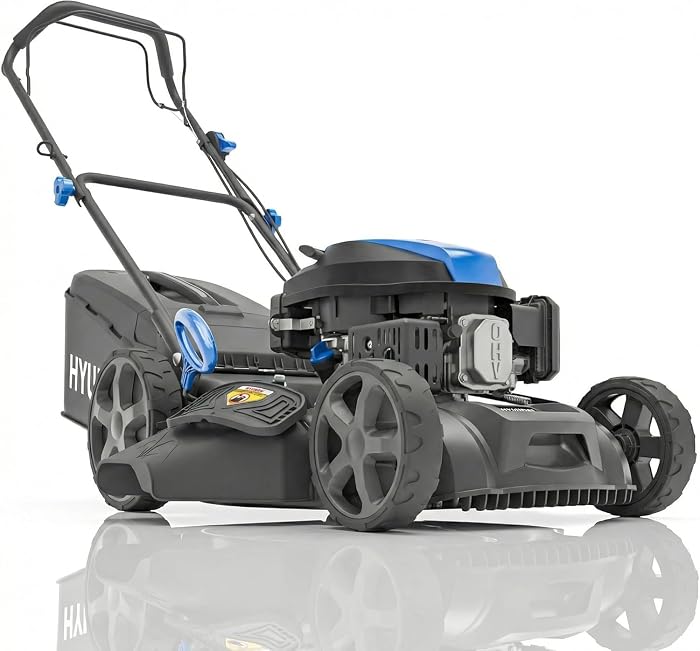Hyundai HYM20200SPX Black Self-Propelled Thermal Lawnmower, 51 cm, 196 cc 5.5 HP 4-Stroke Engine, 60 L Container, Mulching 4-in-1 Cup, 3 Year Warranty