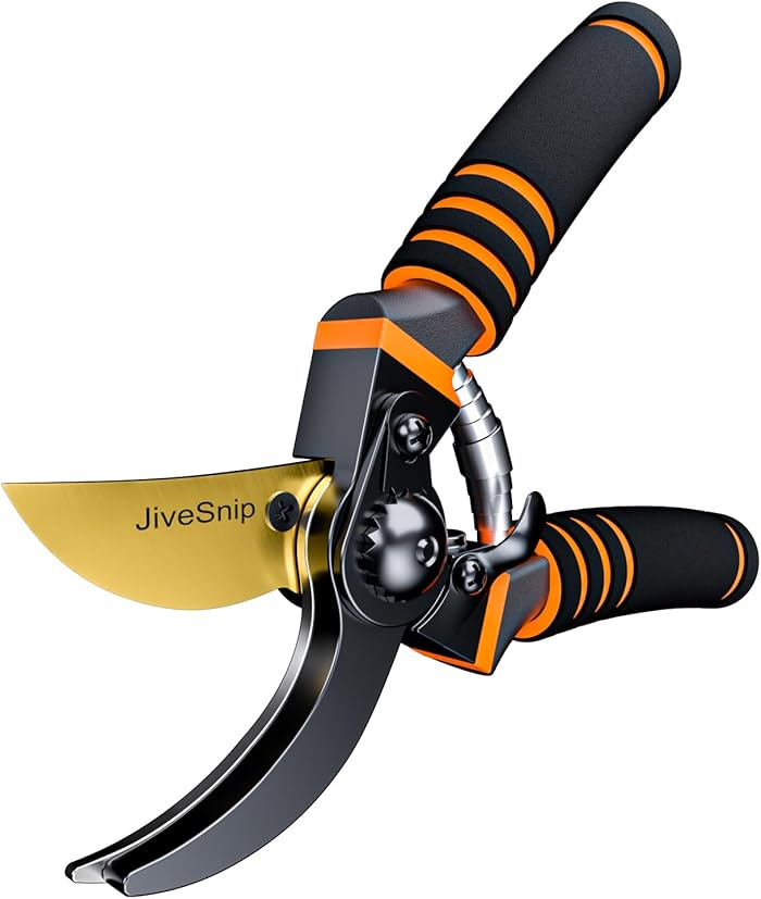 JiveSnip Premium Titanium Garden Scissors - Professional Bypass Cutting Shears
