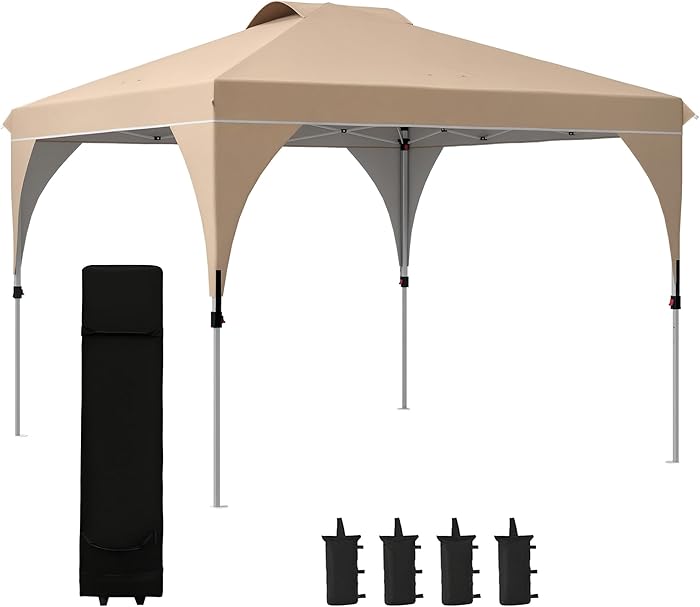 Outsunny Tonnelle Barnum pavillon de Jardin Pop-up Pliant 3 x 3 m avec Sac de Transport à roulettes, hauteurs réglables