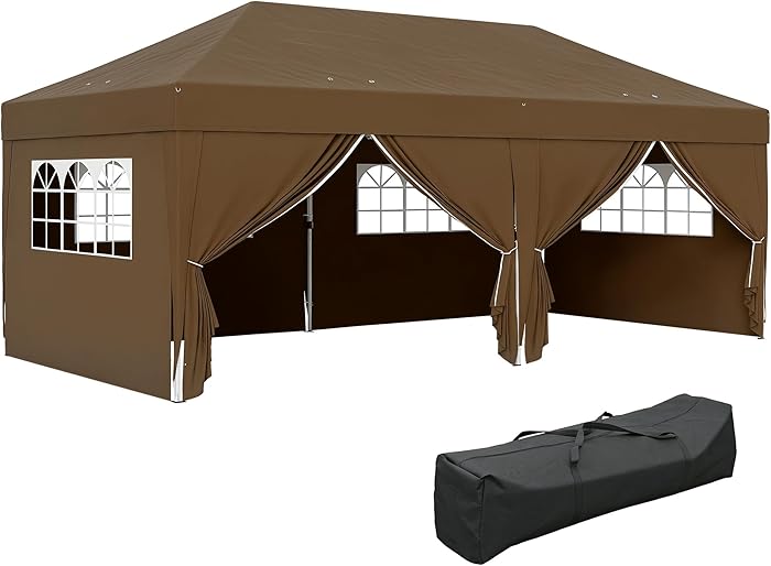 Outsunny Tonnelle Jardin Pliante 3x6m 6 Parois Sac