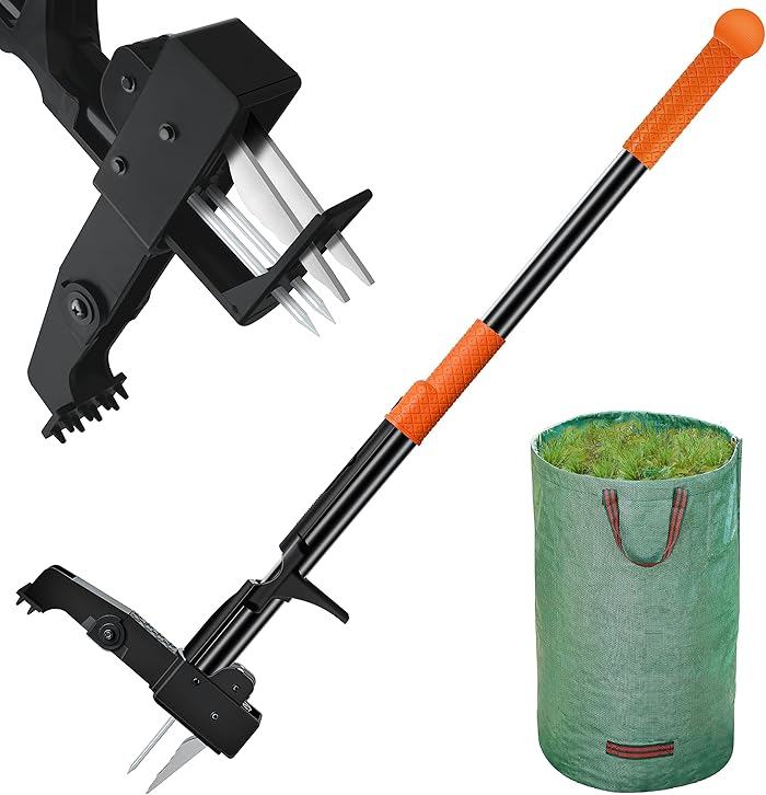 Arrachez les mauvaises herbes SANS effort ? Ce désherbeur à 4 griffes testé dans mon jardin (et le tabouret plie pas, promis)