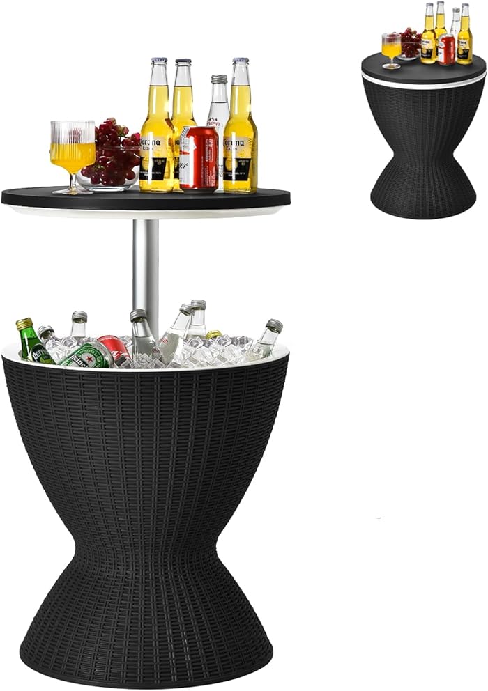 Soars Bar Exterieur 3en1 Glaciere Table Noir
