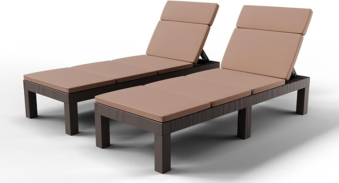 Luxirest Set of 2 Sun Lounger Garden Outdoor Adjustable Backrest with Cushion
