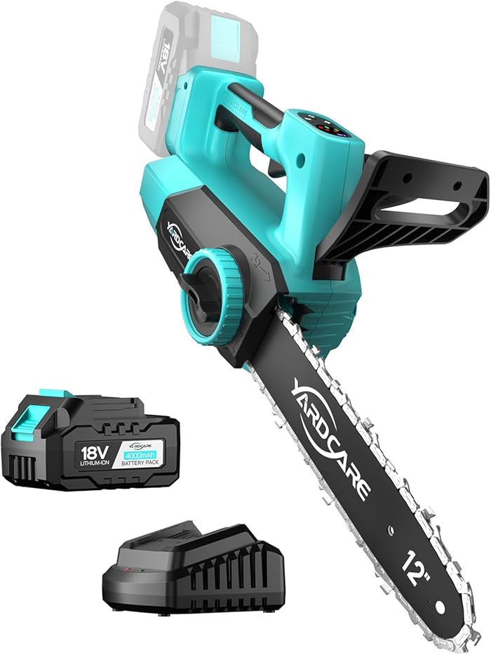 YARDCARE Tronçonneuse sans fil, moteur sans brosse, écran LED